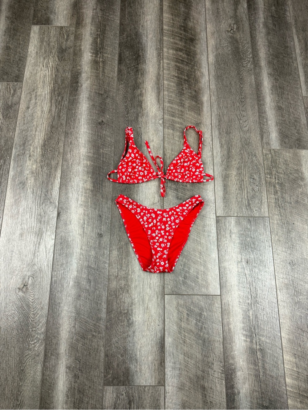 LA Hearts Red Floral Bikini Set